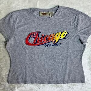 Vintage Chicago Route 66 Graphic T-Shirt Women's L Heather Gray Illinois Summer
